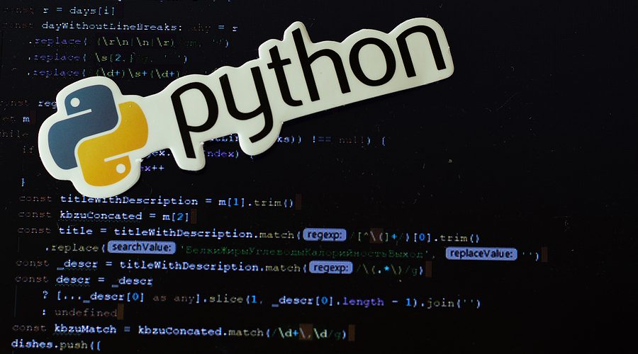 Python logo sign with programming code
