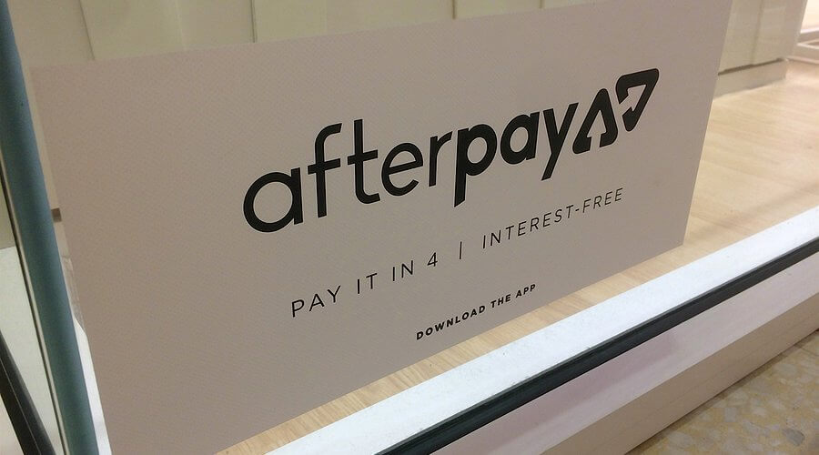 afterpay advertisement on shop window