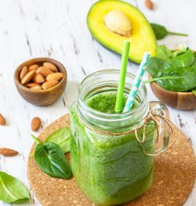 Smoothie, nuts and avocado for alkaline diet